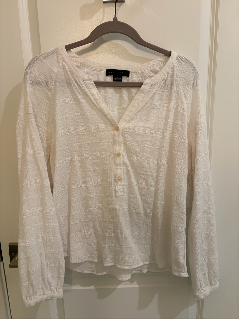 Sanctuary Textured Henley Top - Long Sleeve